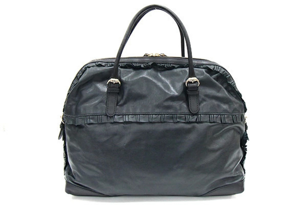 Gucci frill Sabrina Boston tone black army handbag green leather two Black Green